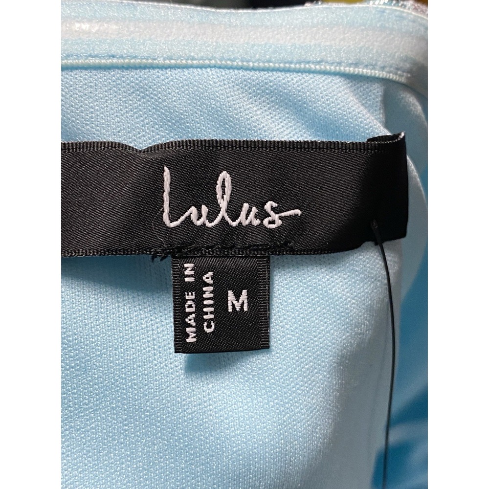 Lulus Malley Light Blue Ruffled‎ Tulle Maxi Dress Women's Size Medium - Picture 4 of 8
